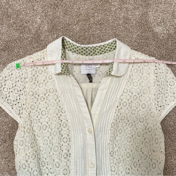 Anthropologie HD in Paris Ivory Chambray Lace and Denim Dress Country Size 8 - Picture 12 of 15